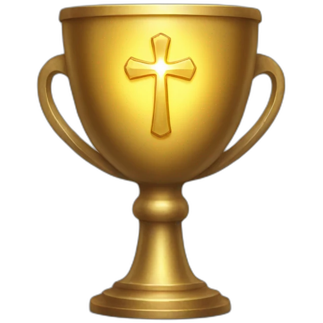 Golden chalice with radiant cross. emoji