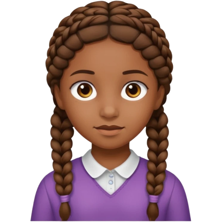 student, brown braid hair girl kid emoji