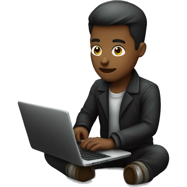Homme noir assis avec un laptop enrain de coder emoji