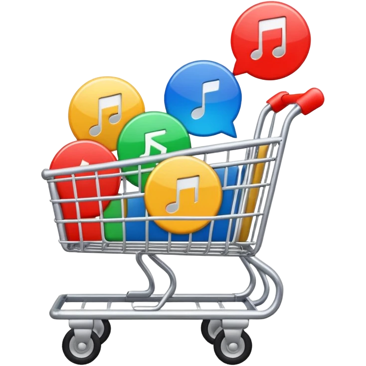 shopping cart containing several play button symbols emoji