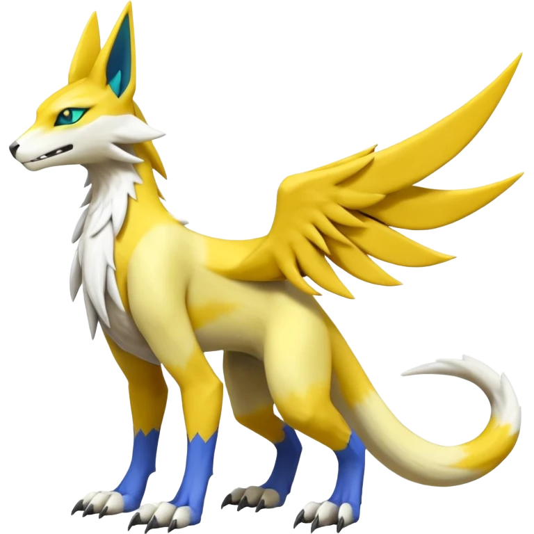 Latias-Vernid-Sergal-Lombax-Koraidon-Renamon-Zeraora-Bastet-Fakémon-Digimon-hybrid-fusion-creature, full body emoji