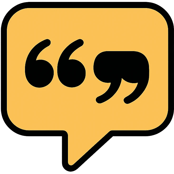 gold and black outlined icon for Quotes emoji
