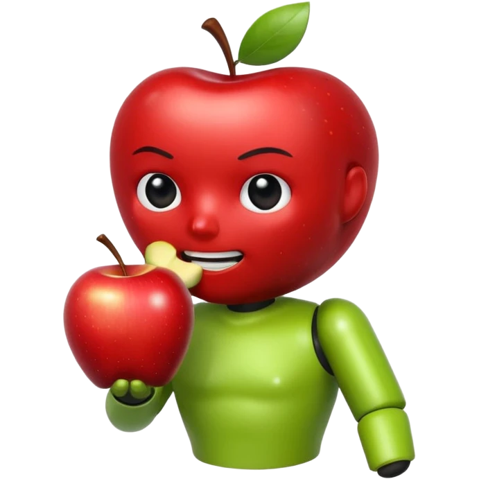 Android a estátua ocorrendo comendo maçã emoji