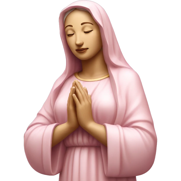 Completely light pink mother Mary statue with eyes closed and hands together emoji