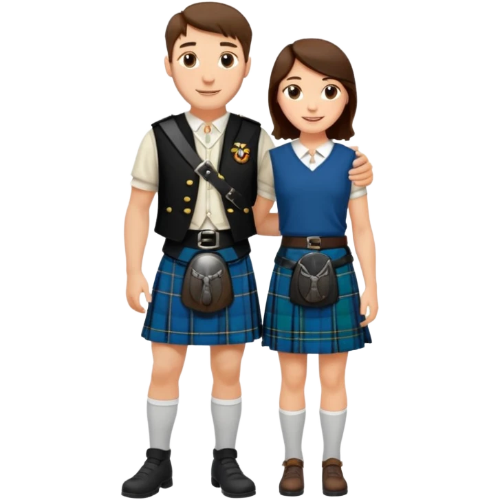 scottish man in kilt with brunette wife emoji