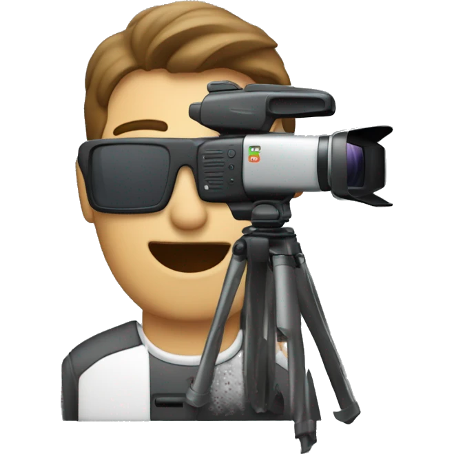 man filming with an old-school handheld camcorder with flip-out screen emoji