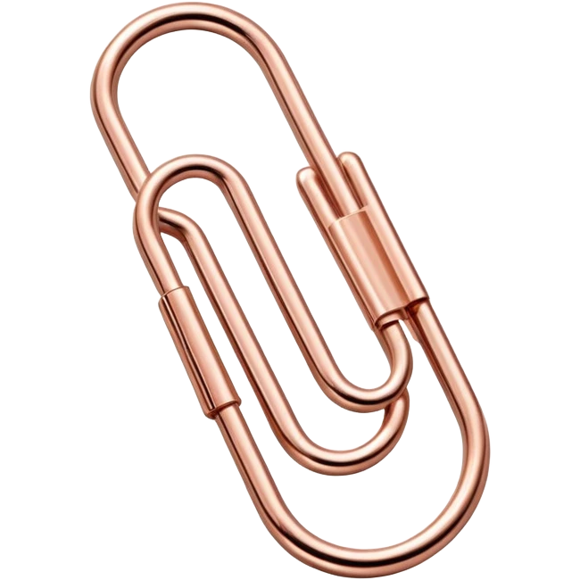 Realistic rose gold paper clip emoji