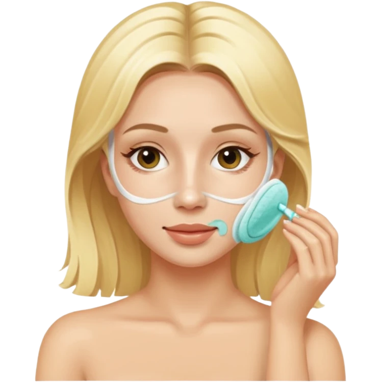 Блондинка делает маску спа emoji