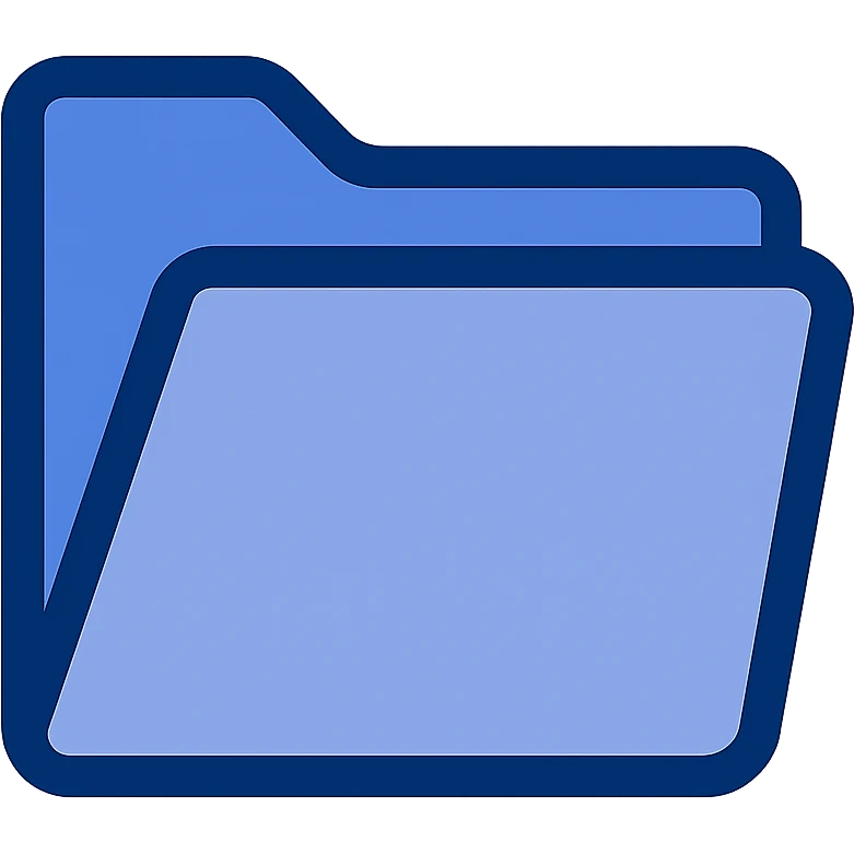 blue full folder icon, flat design, no text emoji