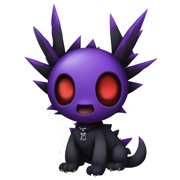Black and purple and red edgy punk vernid Fakemon full body emoji