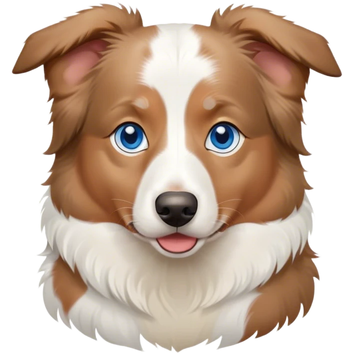 white and light brown australian shepherd with blue eyes emoji