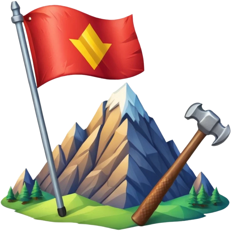 Flag depicting a mountain and a hammer emoji