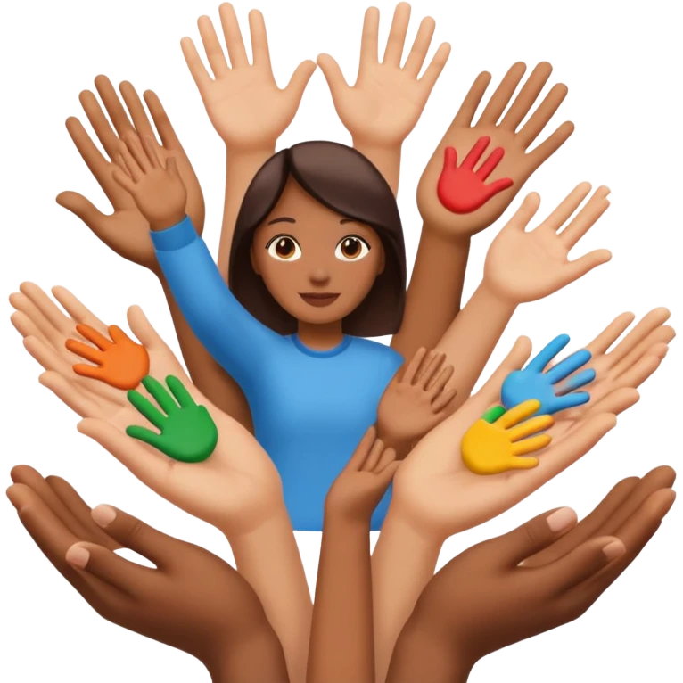 open hands holding multiple child icons emoji