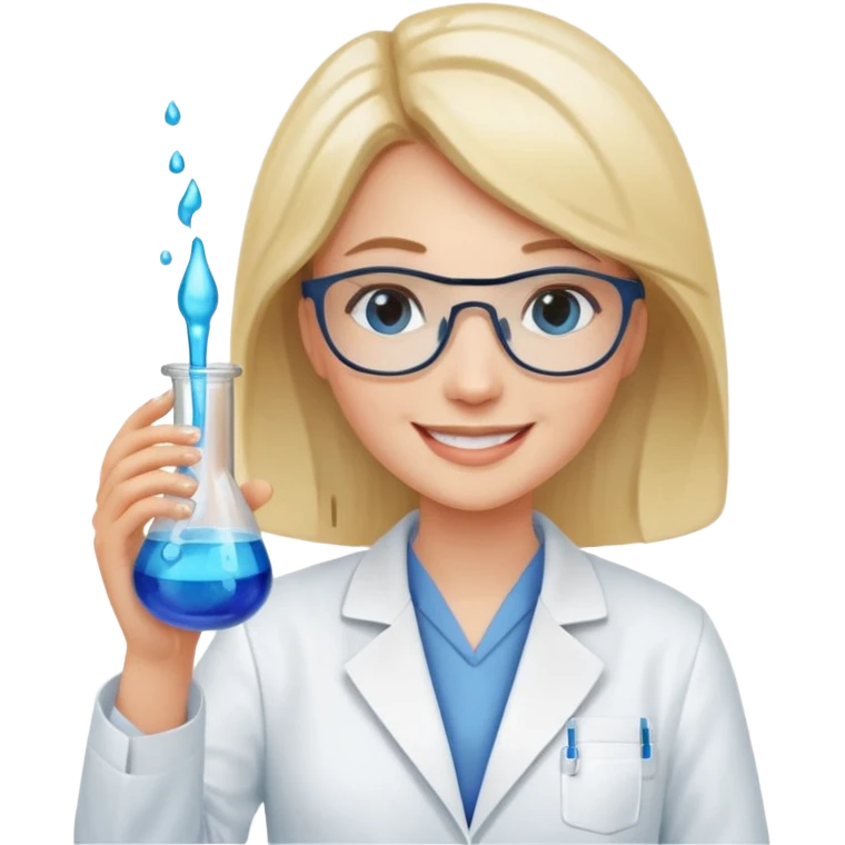 Crie emojis de uma mulher farmacêutica mexendo com becker emoji