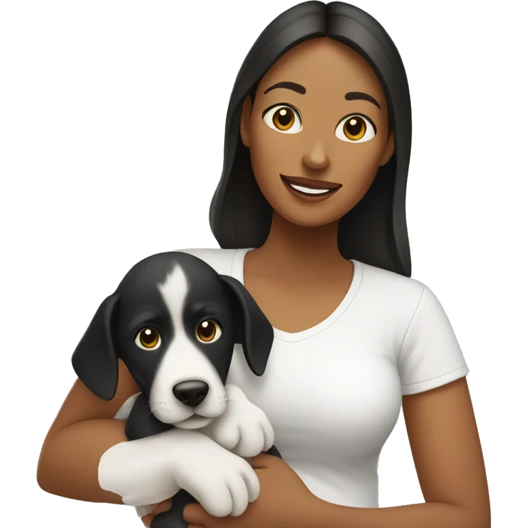 mom with baby and balck/white dog  emoji