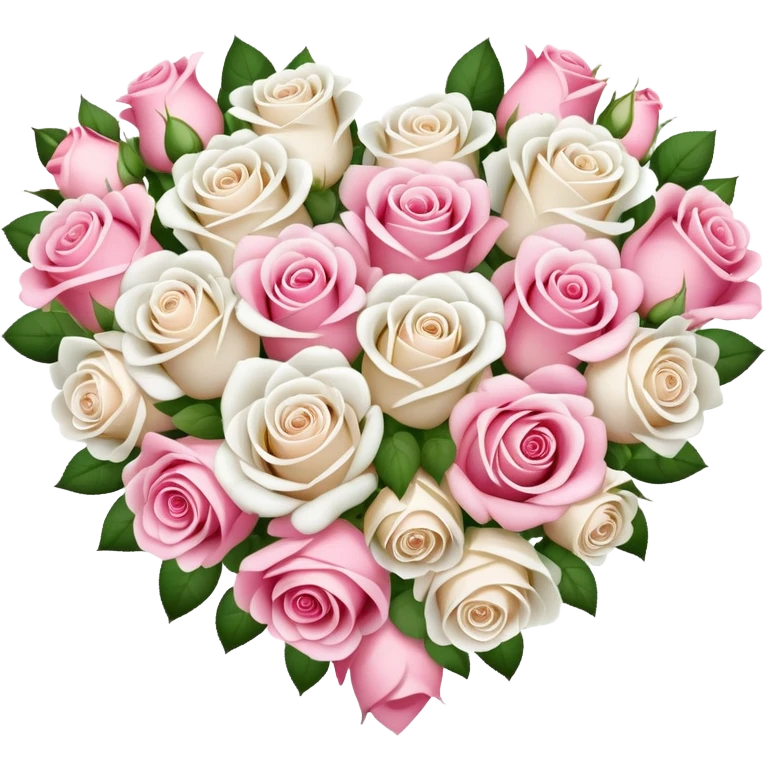 heart-shaped bouquet of pink and white roses emoji