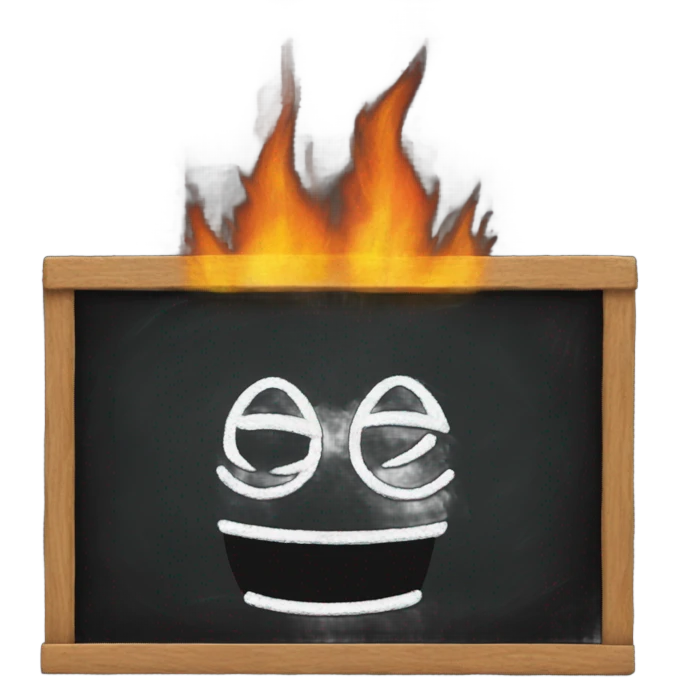 A chalkboard on fire emoji