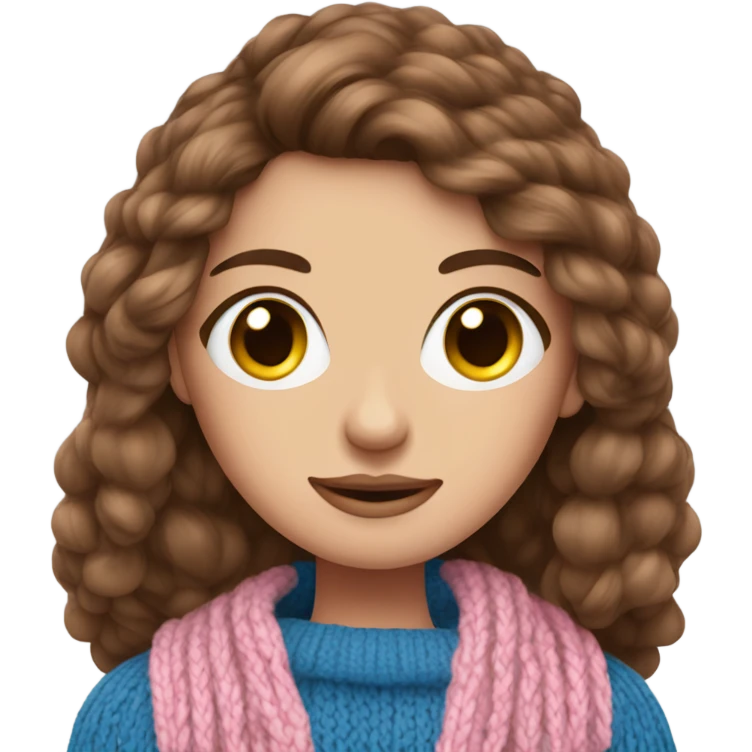 beautiful finnish brown hair woman with blue eye knitting pink sweater  emoji