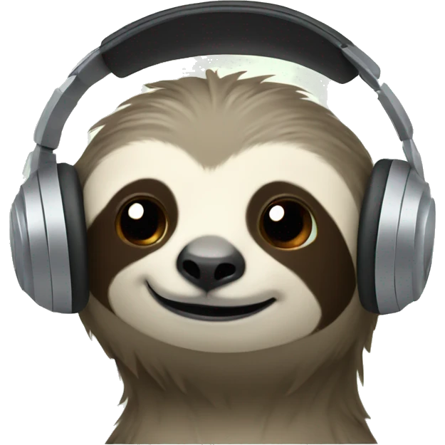 head only, cute sloth with call center headphones.  emoji
