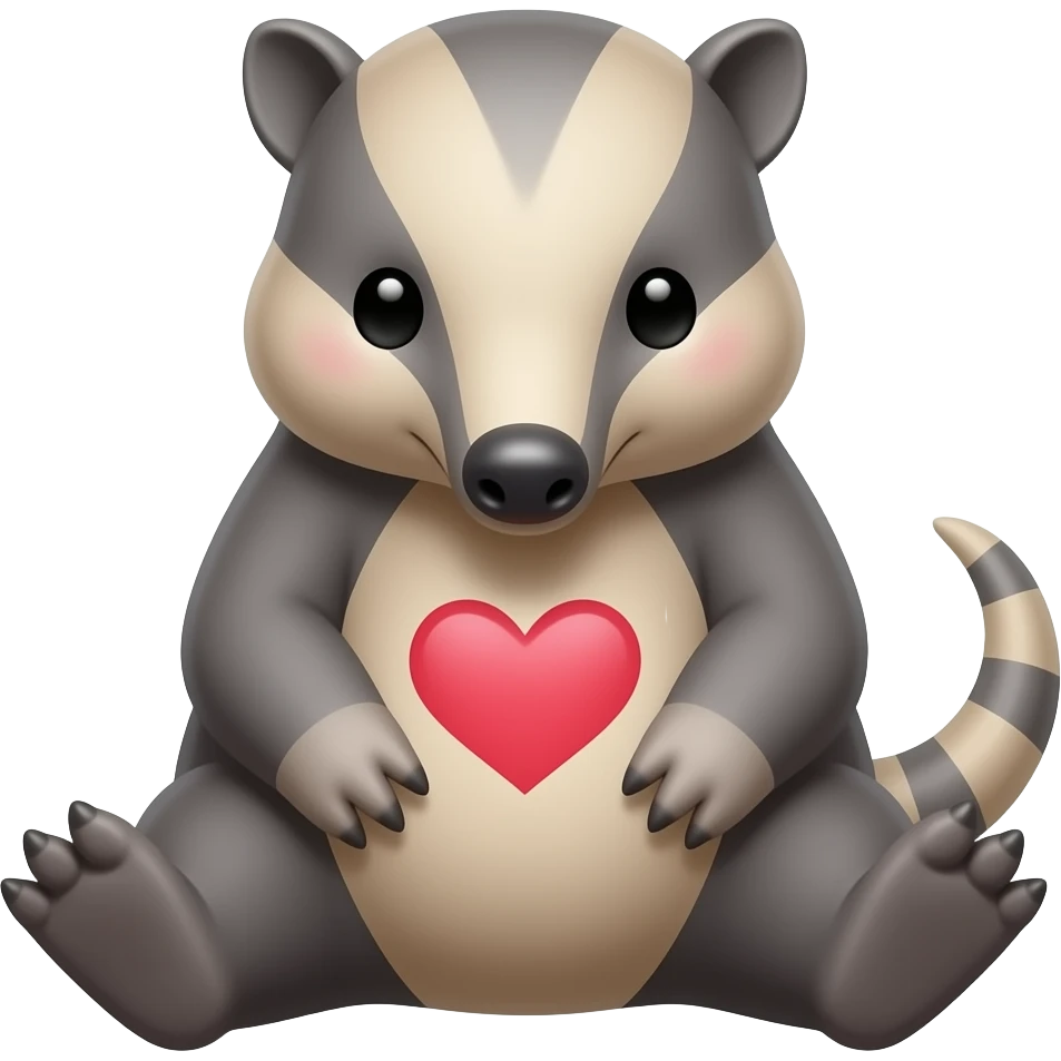 A sitting ant eater r with a heart painted on it emoji