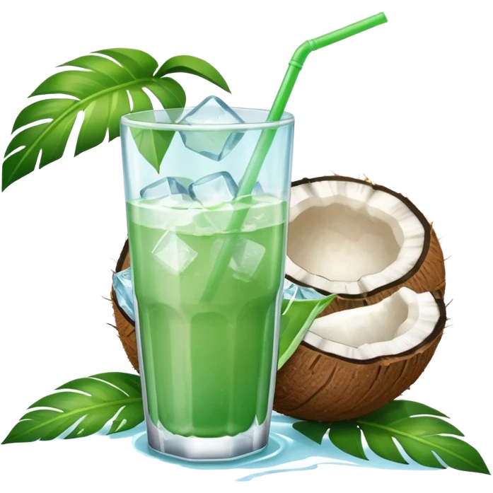 conut drink with leaf emoji