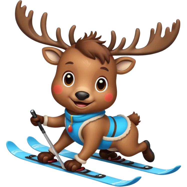 baby reindeer skiing emoji