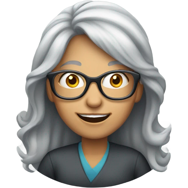 Long grey haired Woman with glasses celebrating emoji