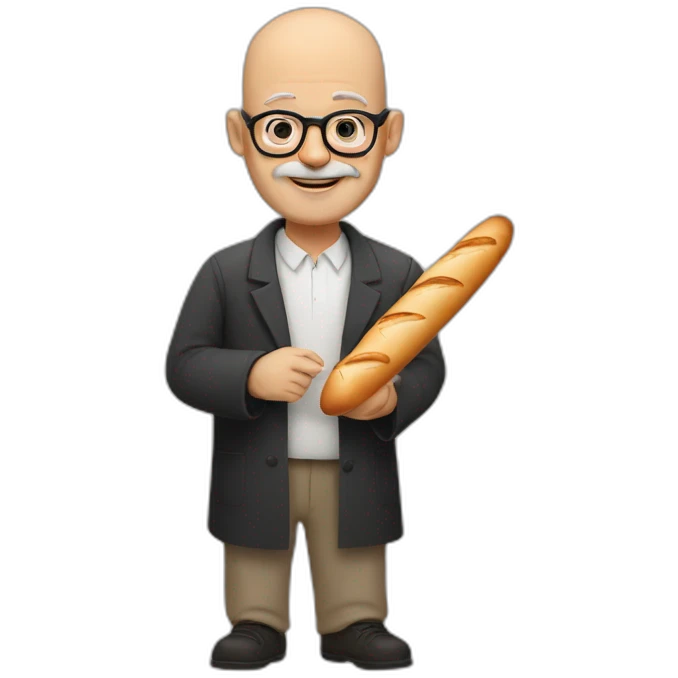 mid aged bald jewish man in glasses holding a baguette emoji