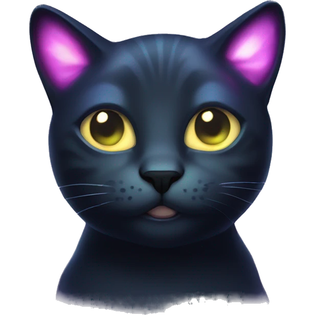 Dark iridescent cat glowing emoji