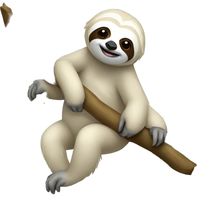 White sloth on branch emoji