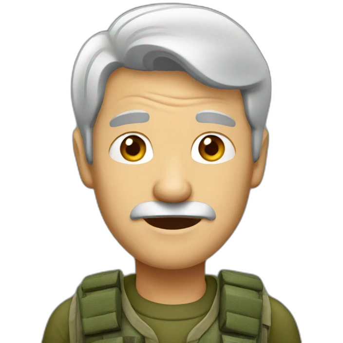 old man with short gray hair dressed in camouflage emoji