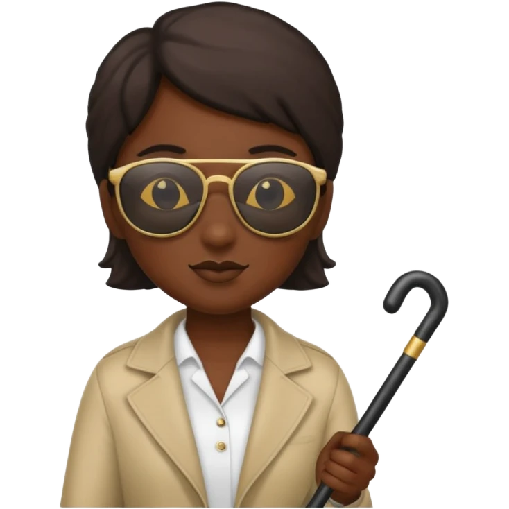 A blind person wearing sunglasses and holding a guide cane emoji