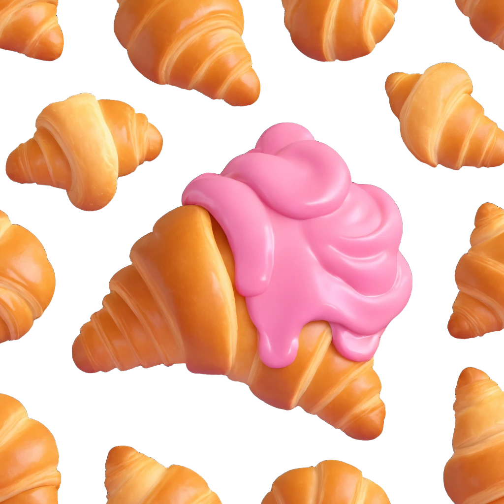 croissant with pink sauce emoji