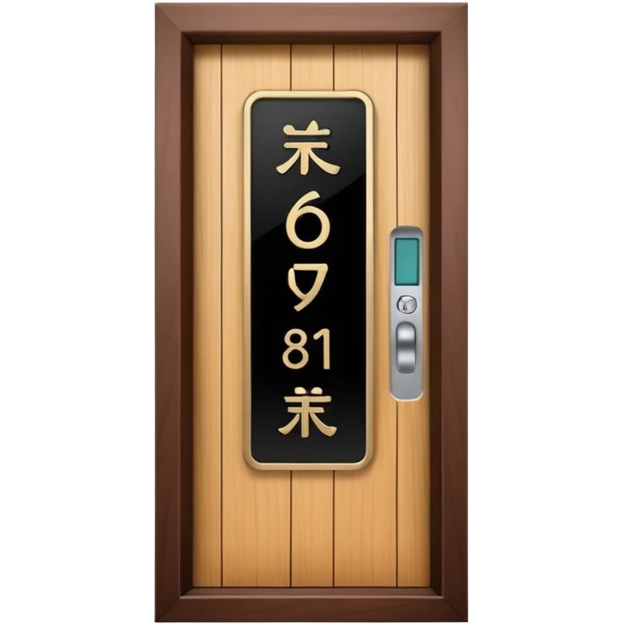 modern villa door number wood Japanese with smart screen lock emoji
