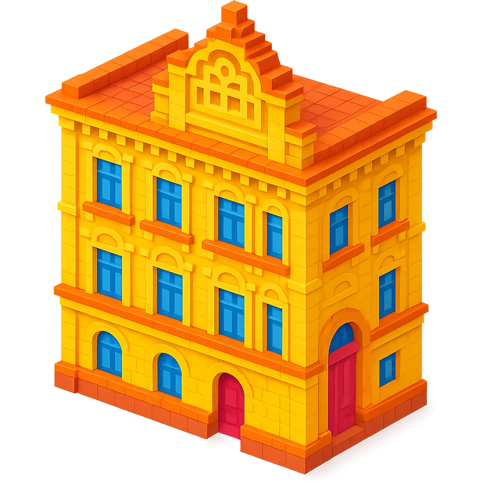 old Saint Petersburg building, yellow pastel facade, ornate details, isometric view emoji