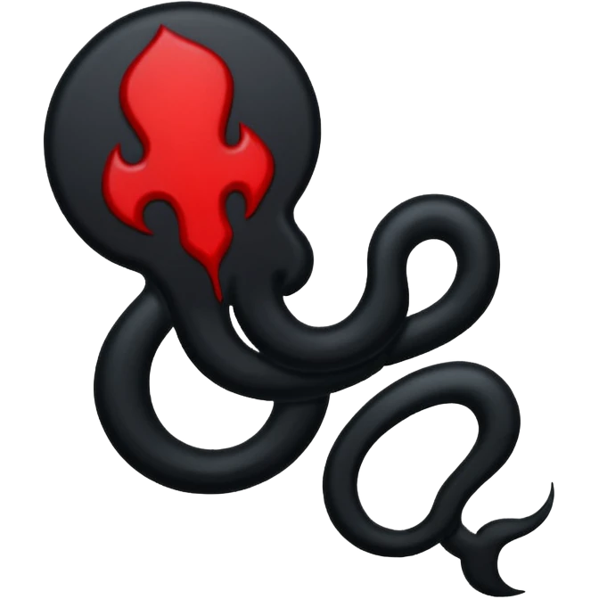 iOS sticker, dark mark, black shape, red dot, minimal emoji