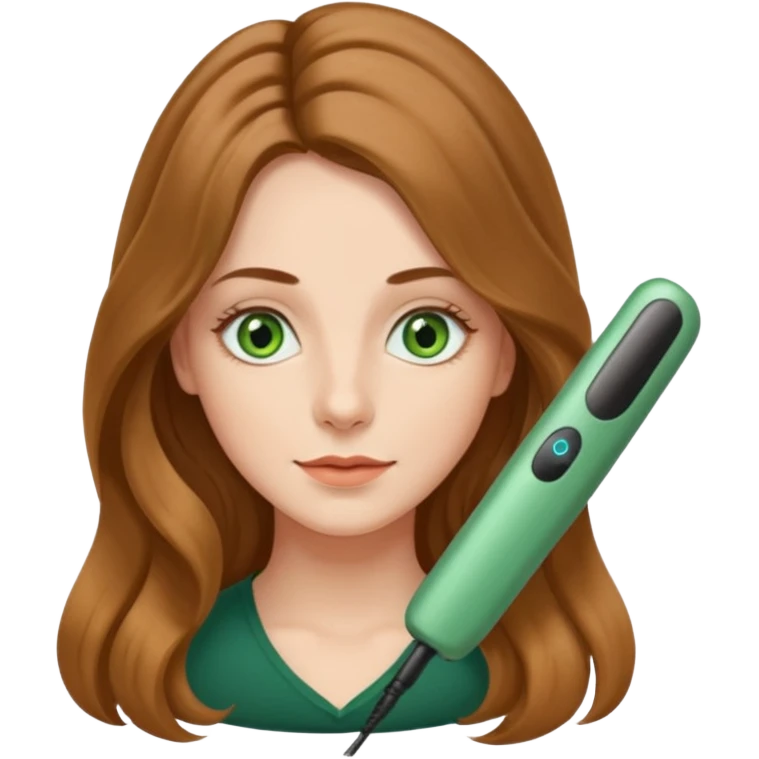 Clara Soccini , una ragazza di 26 anni con i capelli lunghi e ondulati e gli occhi verdi e piccoli a mandorla, i capelli sono a onde con la piastra emoji