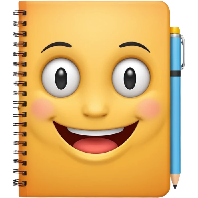 spiral notebook with a friendly face emoji