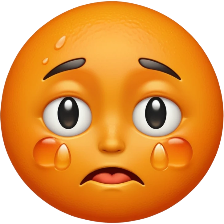 Orange with crying face emoji