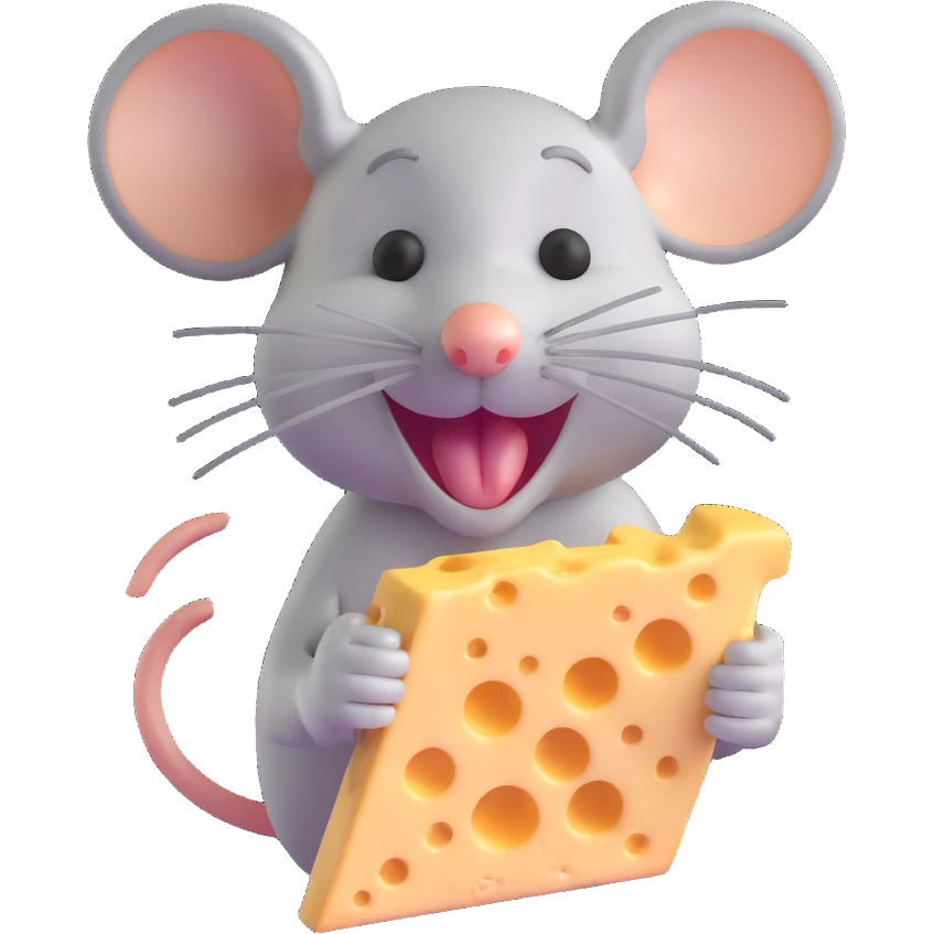 Jerry mouse from Tom and Jerry cartoon happily eating cheese emoji