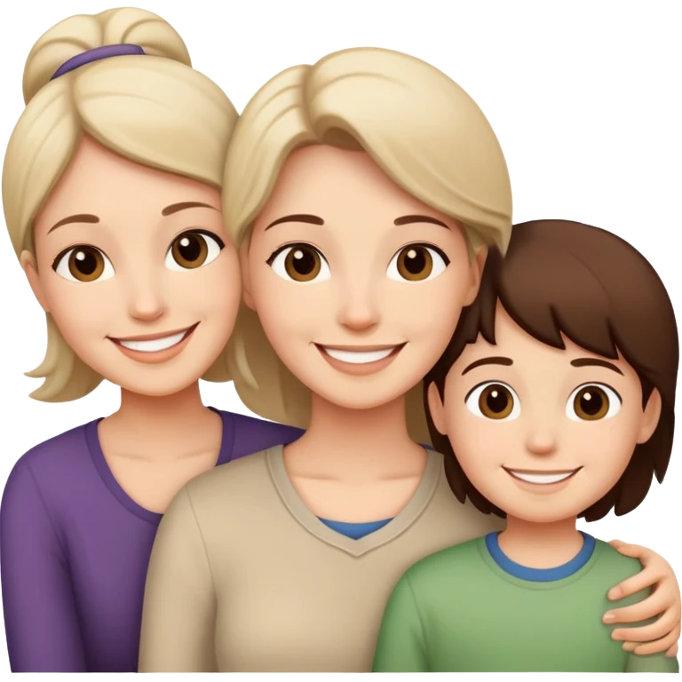 happy moments with mother and son and daughter emoji