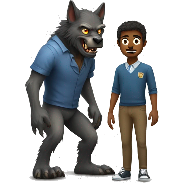 Werewolf standing close to teacher emoji