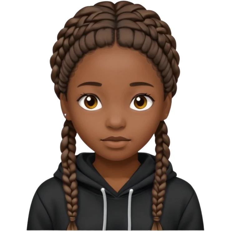 black girl with braids in a black hoodie emoji