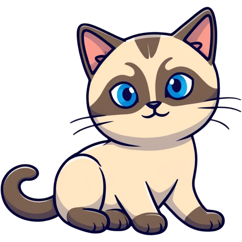 A siamese cat with blue eyes, laying down emoji