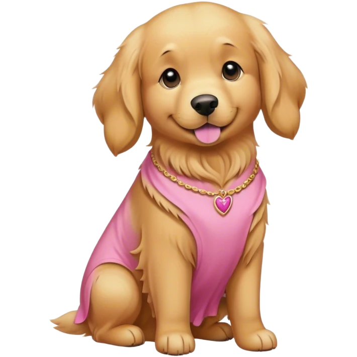 Golden retriever wearing a pink dress emoji
