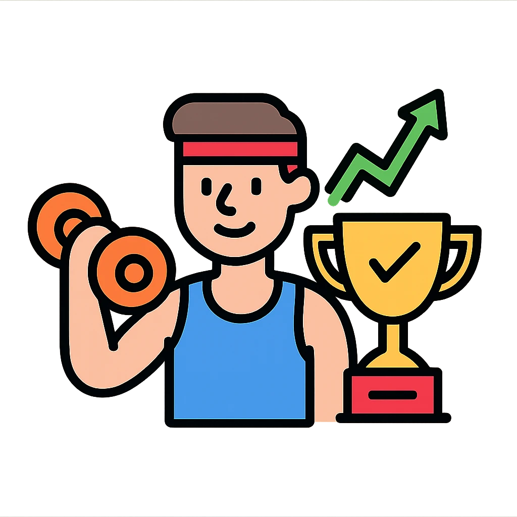 a sportman has a great results doing his workouts emoji