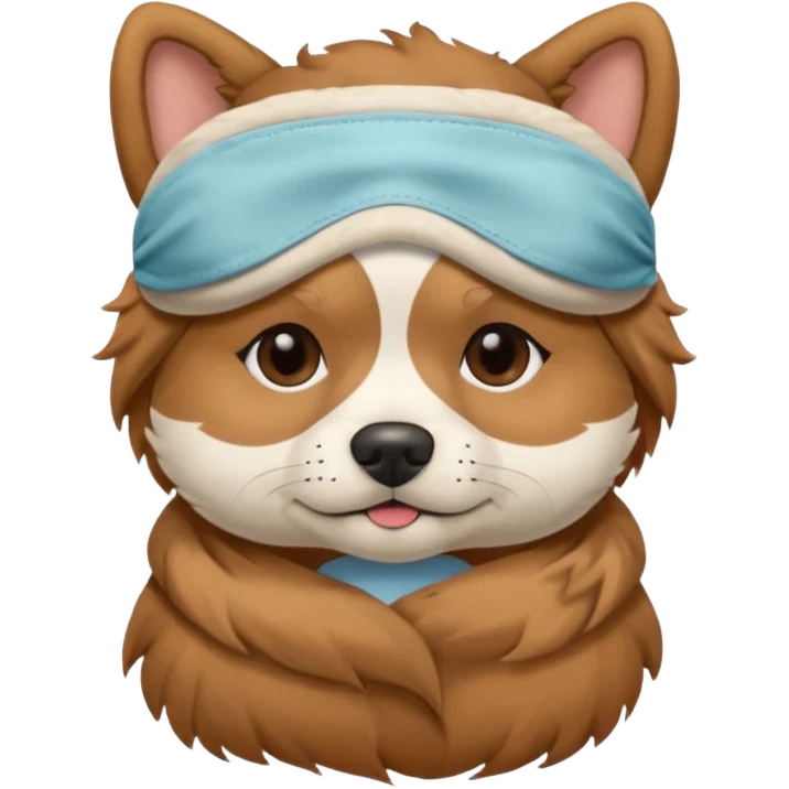 a dog heri with sleep mask and wearing shirt emoji