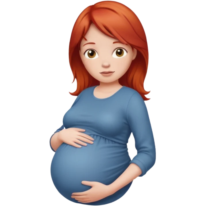 Девушка с красными волосами беременная с животом  emoji
