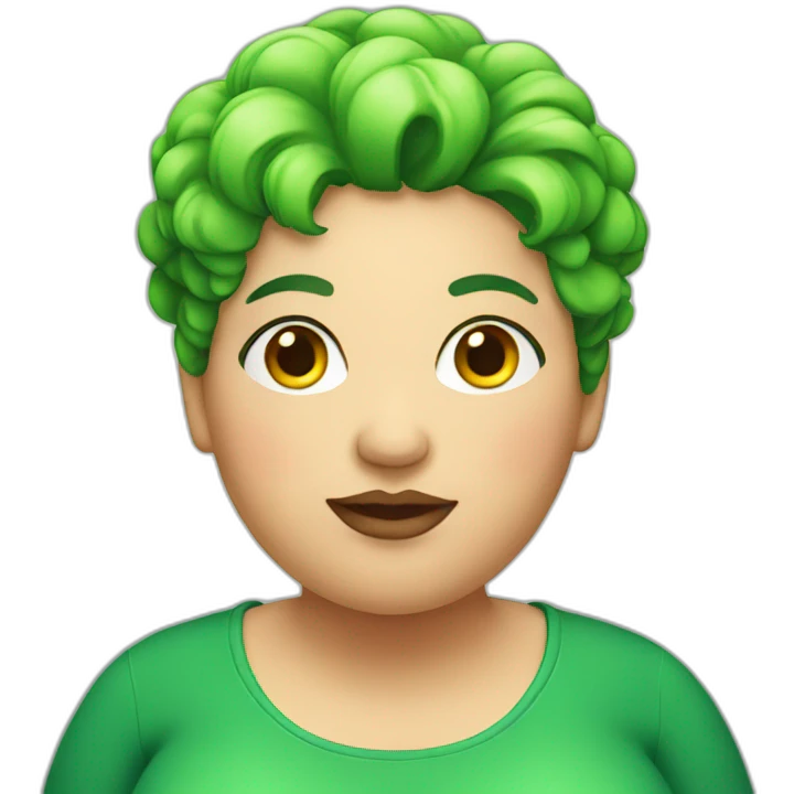 fat femme with green hair emoji