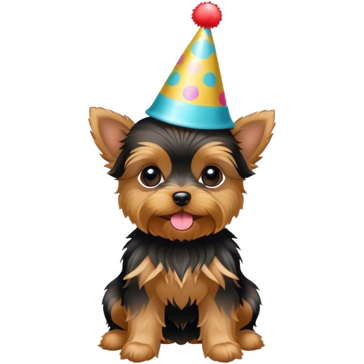 baby yorkie with a party hat on emoji